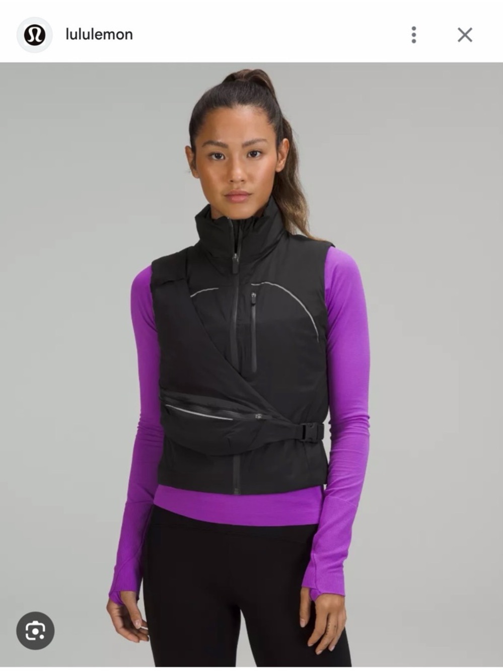 lululemon Black Wrap-Front Insulated Vest